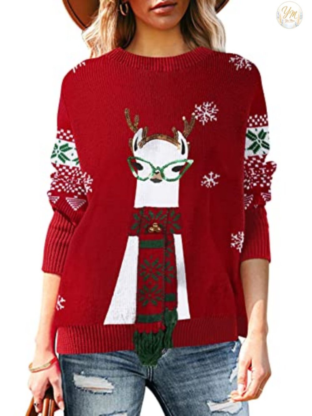 Ugly Christmas Sweater Long Sleeve Crewneck Knitted Pullover Holiday Party